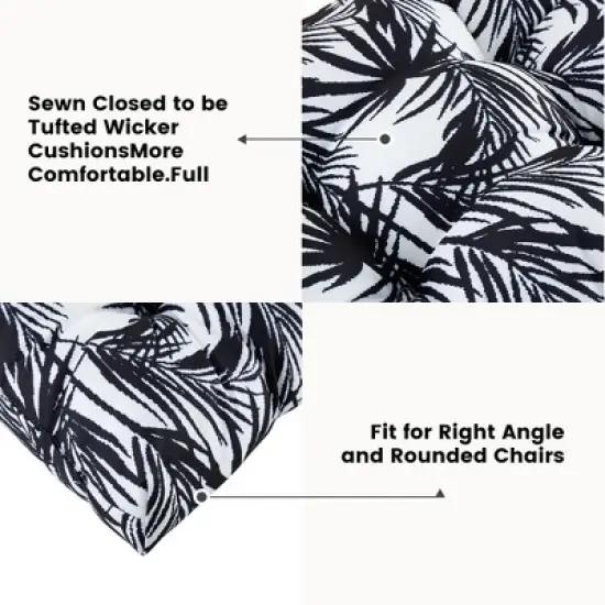 ARTPLAN Outdoor Cushions for Settee,Wicker Loveseat Cushions with Tie,Tufted Patio Cushions 2 U-Shaped Set of 5 Piece,L44xW19，Floral image {3}