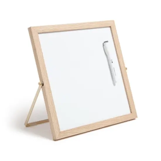 U Brands 12"x12" Frame Desktop Dry Erase Easel Natural: Magnetic Whiteboard with Wall Mount & Hardware image {10}