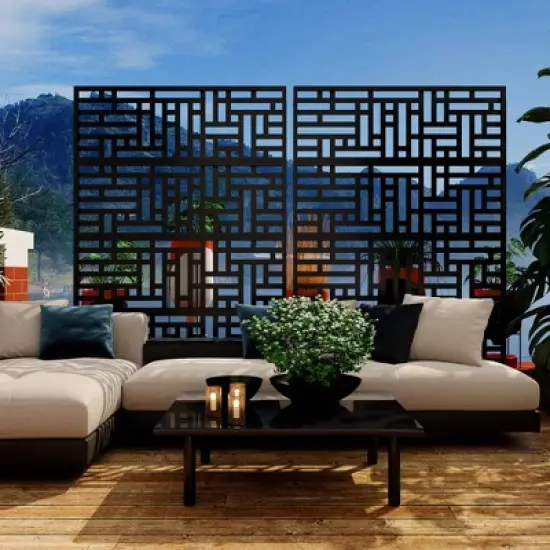 Metal Privacy Screen - Rust-Proof Scroll Design for Yard, Flower Bed Borders & Patio Dividers, Snap-Together Installation image {11}