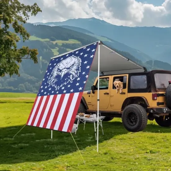 Yescom 4.4x6.6 Ft Vehicle Awning w/ Eagle Side Wall Roof Rack Pull-Out Sun Shade Travel Gray image {1}