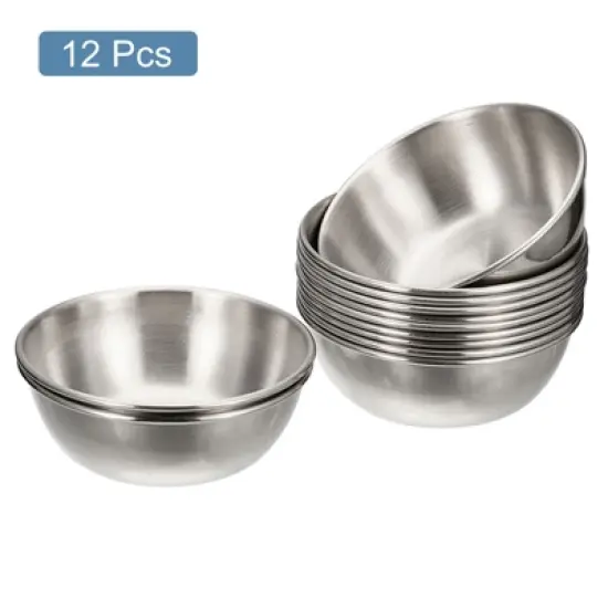 Unique Bargains Thick Stainless Steel Condiment Dishes for Kitchen Restaurant 3.2" Dia image {2}