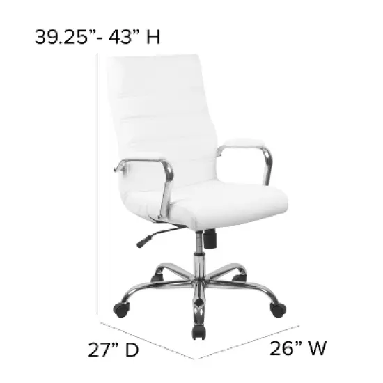 Flash Furniture High Back White LeatherSoft Executive Swivel Office Chair with Chrome Frame and Arms image {3}