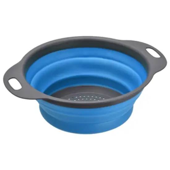 Unique Bargains Collapsible Colander Silicone Round Foldable Strainer with Handle image {5}