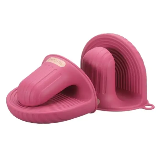 Unique Bargains Heat Resistant Mini Silicone Oven Mitts for Air Fryer Kitchen Cooking 2 Pcs image {9}