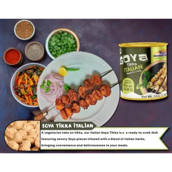 Soya Tikka Italian - 30oz (1.875lbs) 850g, Pack of 2 - Rani Brand Authentic Indian Products image {2}