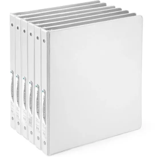 3 Ring Binder, 6-Pack White Round Ring Binder with Clear View Cover & 2 Inside Pockets Binders, School Supplies Binders image {7}