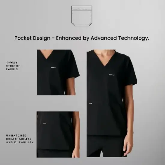 Members Only Women's Scrub Top With Double Chest And Pouch Pocket image {3}