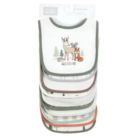 Hudson Baby Unisex Baby Cotton Bibs, Forest Animals, One Size image {1}