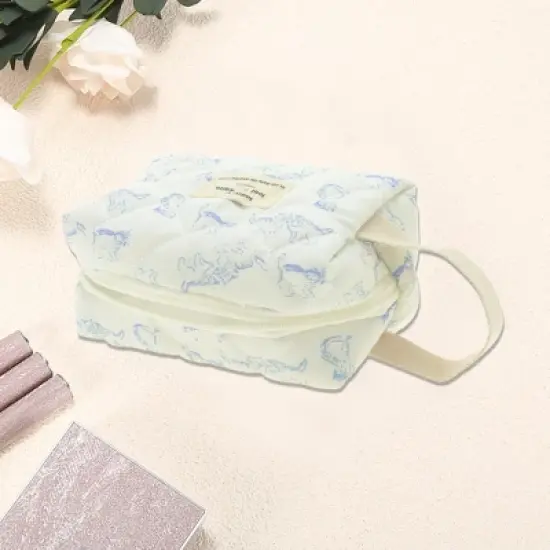 Unique Bargains Cat Pattern Makeup Bag Blue 1 Pc image {2}