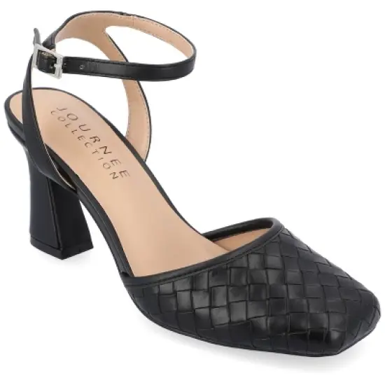 Journee Collection Womens Moriah Embossed Ankle Strap Square Toe Pumps image {9}