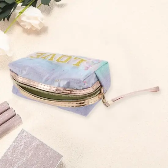 Unique Bargains Women's Sequin Embroidery LOVE Makeup Bag 1 Pc image {2}