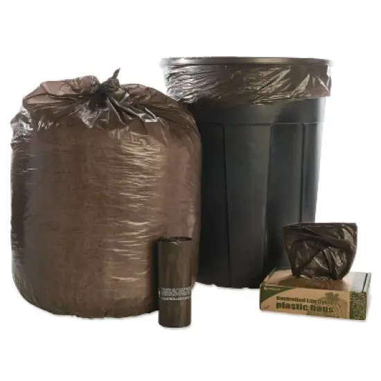 Stout by Envision Controlled Life-Cycle Plastic Trash Bags, 39 gal, 1.1 mil, 33" x 44", Brown, 40/Box image {8}