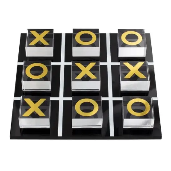 Trademark Games Acrylic Tic Tac Toe Game &ndash; Fun Strategy Game, Tabletop Decoration and Functional Desk D&eacute;cor - Black, Clear and Gold image {6}