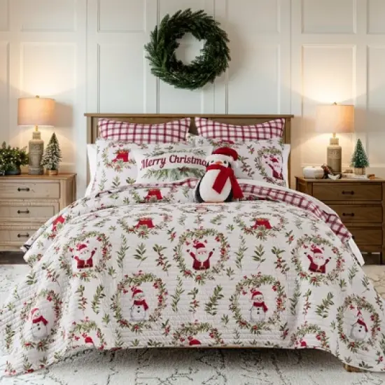 Pine & Plaid Printed Merry Christmas Pillow 12x20 - Levtex Home image {2}