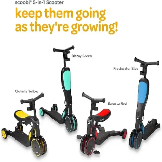 Larktale scoobi Scooter- 5-in-1 Convertible Kick Scooter for Kids - Transition to Balance Bike, Toddler Tricycle, Kick Scooter - Clovelly Yellow image {2}