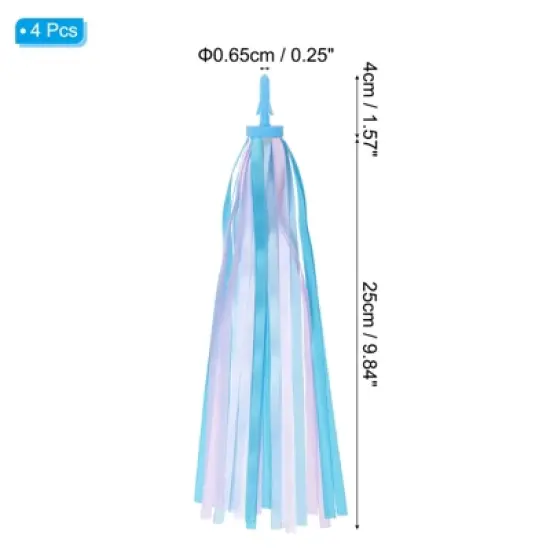 Unique Bargains Handlebar Tassel Grip Ribbon Decorations Scooter Bike Streamers 4 Pcs image {1}