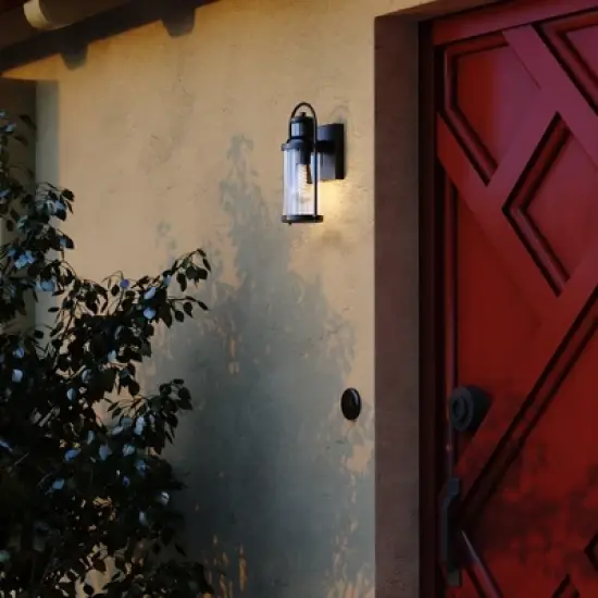 VAXCEL Winfield 5.75-in. 1 Light Black Motion Sensor Dusk to Dawn Outdoor Wall Lantern Clear Glass image {6}