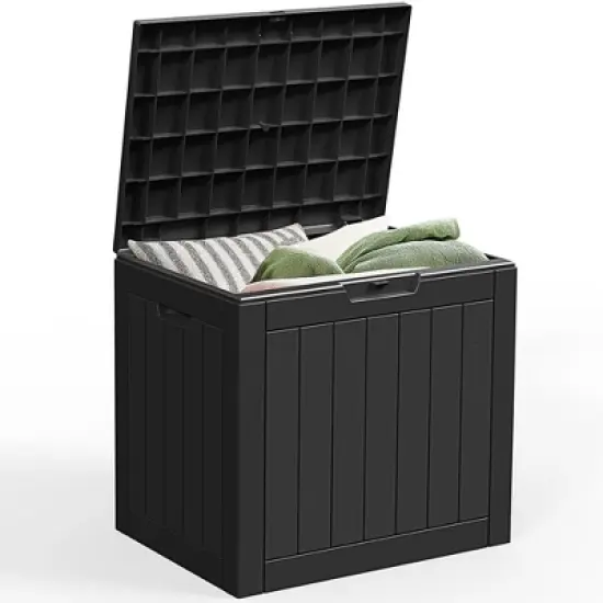 JIONJOY 30Gal Heavy-Duty Waterproof Deck Box w/Lockable Security Lid - UV Resistant Resin Storage image {1}