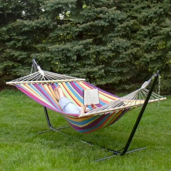 Northlight Cotton Striped Two Person Double Hammock - 76" x 59" image {6}