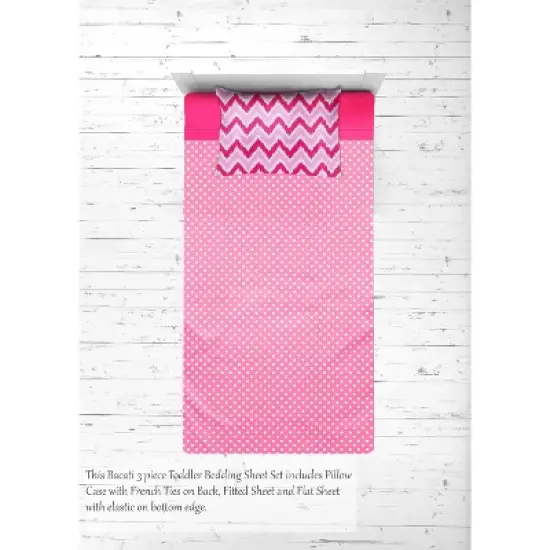 Bacati - MixNMatch Pink Chevron Dots 3 pc Toddler Sheet Set image {4}