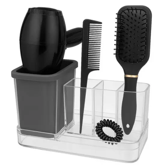 OnDisplay Acrylic Hair Tool & Makeup Organizer with Silicone Liner for Bathroom Vanity image {1}
