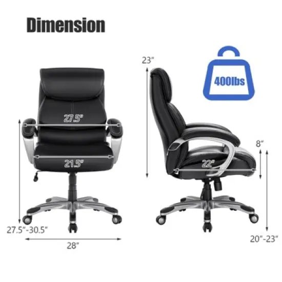 Tangkula Adjustable Executive Chair Rolling High Back Leather Office Chair Black image {3}