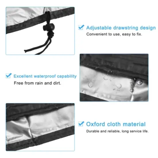 Unique Bargains Oxford Cloth Waterproof Push Lawn Mower Cover 75.2 x 16.19 x 39.37 Inch Black 1 Pc image {3}