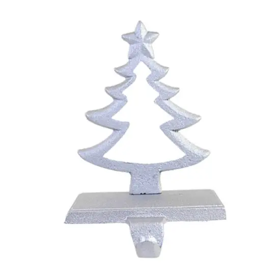Christmas 6.5 Inch Cast Iron Silver Stocking Holder Stocking Holder , Mantle Silver (1PC) image {4}