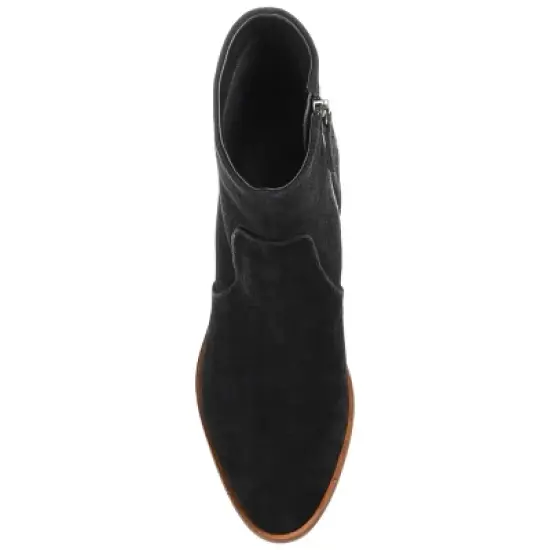 Journee Signature Womens Genuine Leather Airly Almond Toe Stacked Ankle Booties image {3}