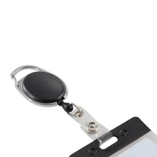 SICURIX Quick Clip Oval ID Badge Reel, Black, Pack of 6 image {2}