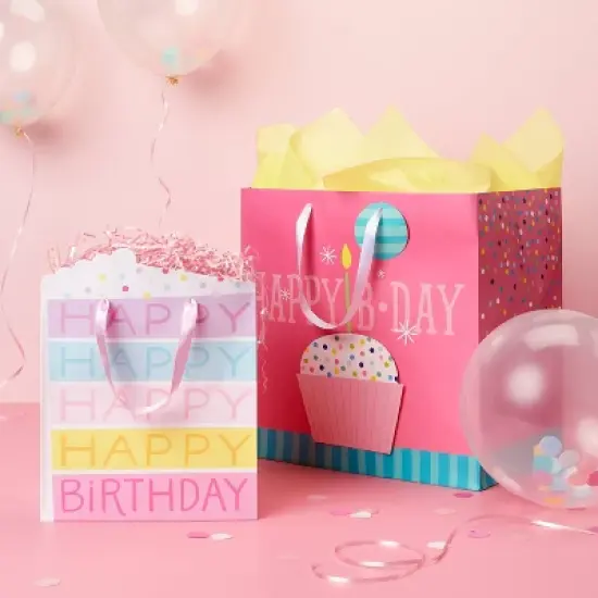 Cake Piece Medium Gift Bag - Spritz&trade;: Multicolor Birthday Gift Bag, Food Pattern, 12.75" x 10" x 5" image {1}