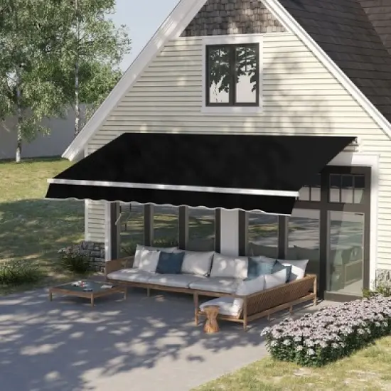 Sapphtopaz 8' x 7' Retractable Awning Manual Patio Awnings Sunshade Shelter UV Resistant Window Cover image {8}