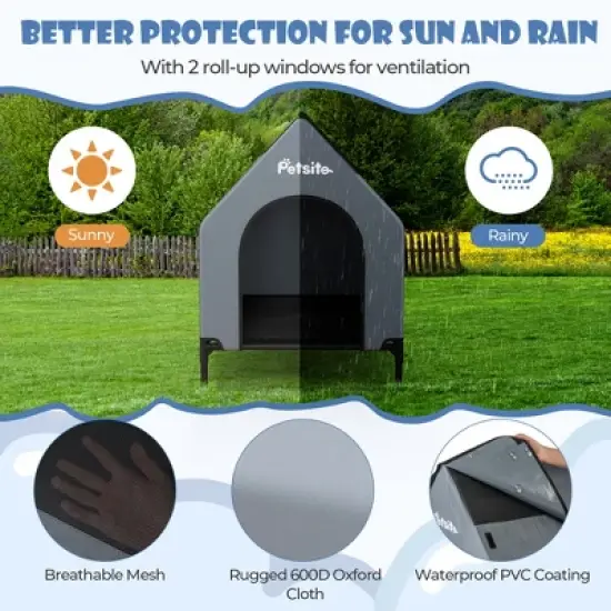 Tangkula 36" Elevated Dog House for Small Breeds Large Pet House w/ Ventilated Windows image {6}