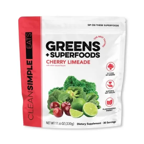 Clean Simple Eats Greens Supplement Powder - Cherry Limeade - 11.6oz/30 Servings image {1}