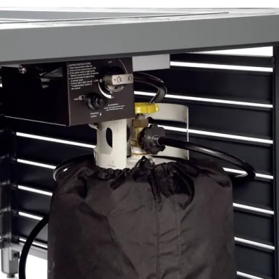 Oakland Living Aluminum Rectangle 48" x 36" 55000 BTUs Propane Wood Texture Panel Design Outdoor Patio Dining Table Gray image {7}