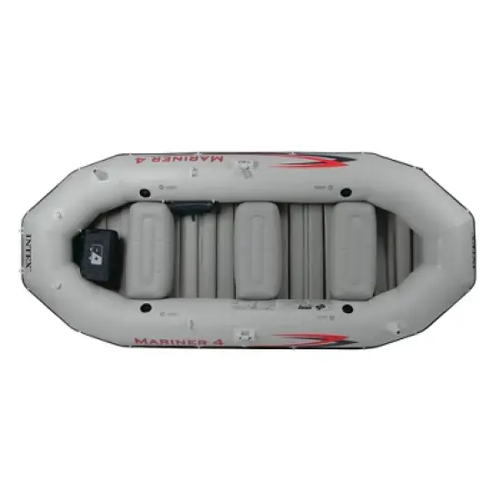Intex Mariner 4, 4-Person Inflatable Boat Set with Aluminum Oars and High Output Air Pump for Fishing and Boating in Rivers and Lakes image {1}