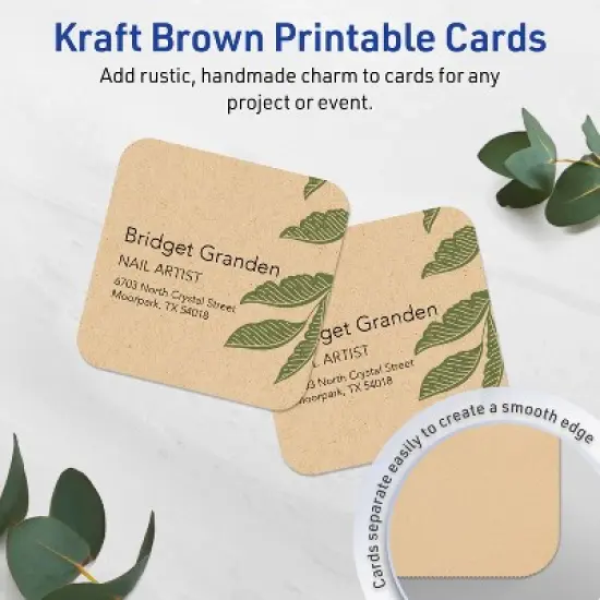 Avery Square Cards with Rounded Corners, 2" x 2", Kraft Brown, 300ct image {1}
