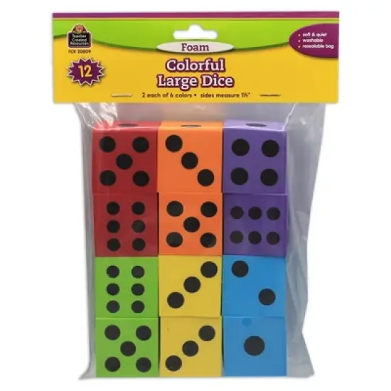 Teacher Created Resources Foam Colorful Large Dice, 12 Per Pack, 2 Packs image {2}