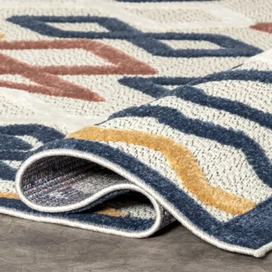 nuLOOM Aiko Geometric Moroccan Indoor/Outdoor Patio Area Rug image {3}