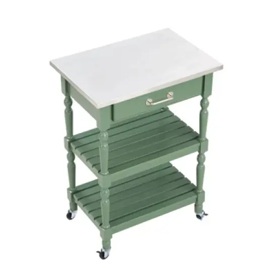 Carolina Kitchen Cart with Stainless Steel Top Green - Boraam image {3}