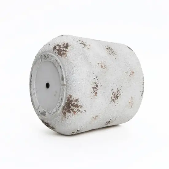 LuxenHome Rustic Planter &ndash; Off-White Round MgO Pot with Brown Accents & Plug image {6}