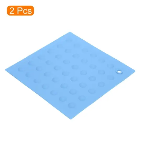 Unique Bargains Silicone Heat Resistant Non-slip Flexible Trivet Mat Light Blue 2 Pcs image {2}