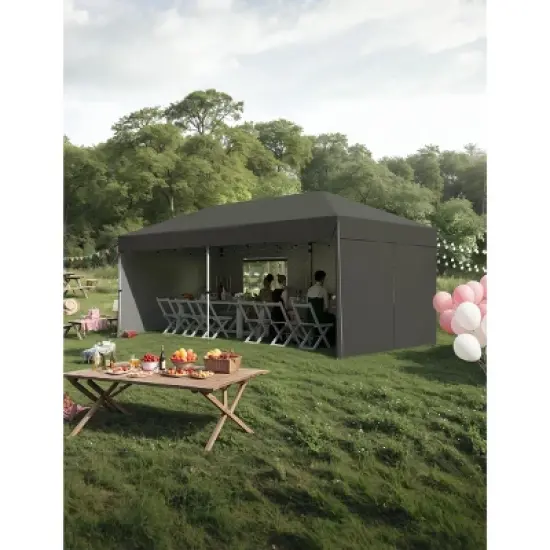 10x20 Pop Up Canopy Tent with 4 SideWalls, Heavy Duty Outdoor Canopy All Season Waterproof Commercial Street Vendors Party Tents with Roller Bag image {2}