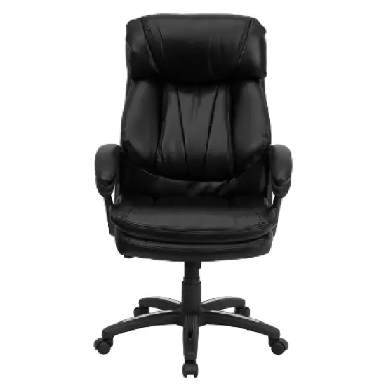 Emma and Oliver High Back Black LeatherSoft Extensive Padding Swivel Ergonomic Office Arm Chair image {4}