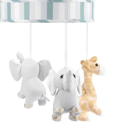 Everyday Kids Precious Moments Noah&rsquo;s Ark Crib Mobile &ndash; Elephant & Giraffe, Teal/Gray, Lullaby Music, Safari Nursery D&eacute;cor for Boys image {4}