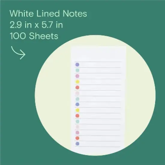 Noted by Post-it White Lined Notes with Colored Dots, Sticky Notes: 100 Sheets, 2.9x5.7", To-Do & Grocery List image {1}