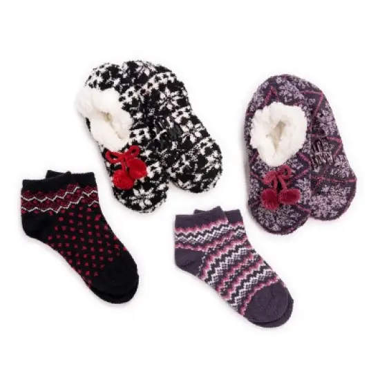 MUK LUKS Women's 4 Pack Ballerina Slipper & Sock Set image {8}
