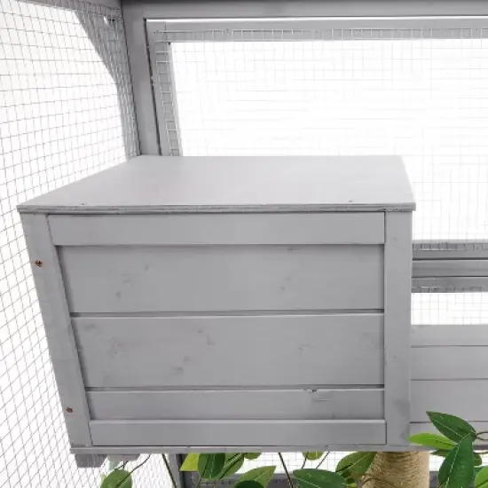 Gulches Light Grey Outdoor Cat House with Two Condos and Platforms image {13}
