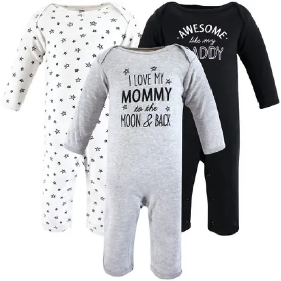 Hudson Baby Infant Boys Cotton Coveralls, Mom Dad Moon  Back image {5}