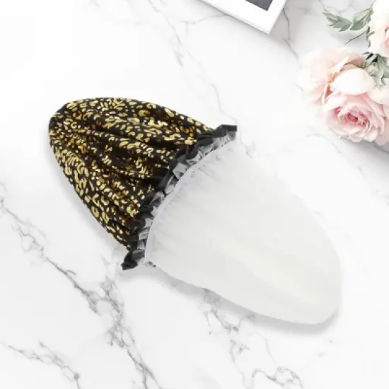 Unique Bargains Reusable Leopards Spots Shower Cap 3 Pcs image {4}